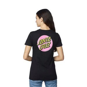 Santa Cruz Skateboards Women's Dot Tee with Pink & Yellow Logo | medium